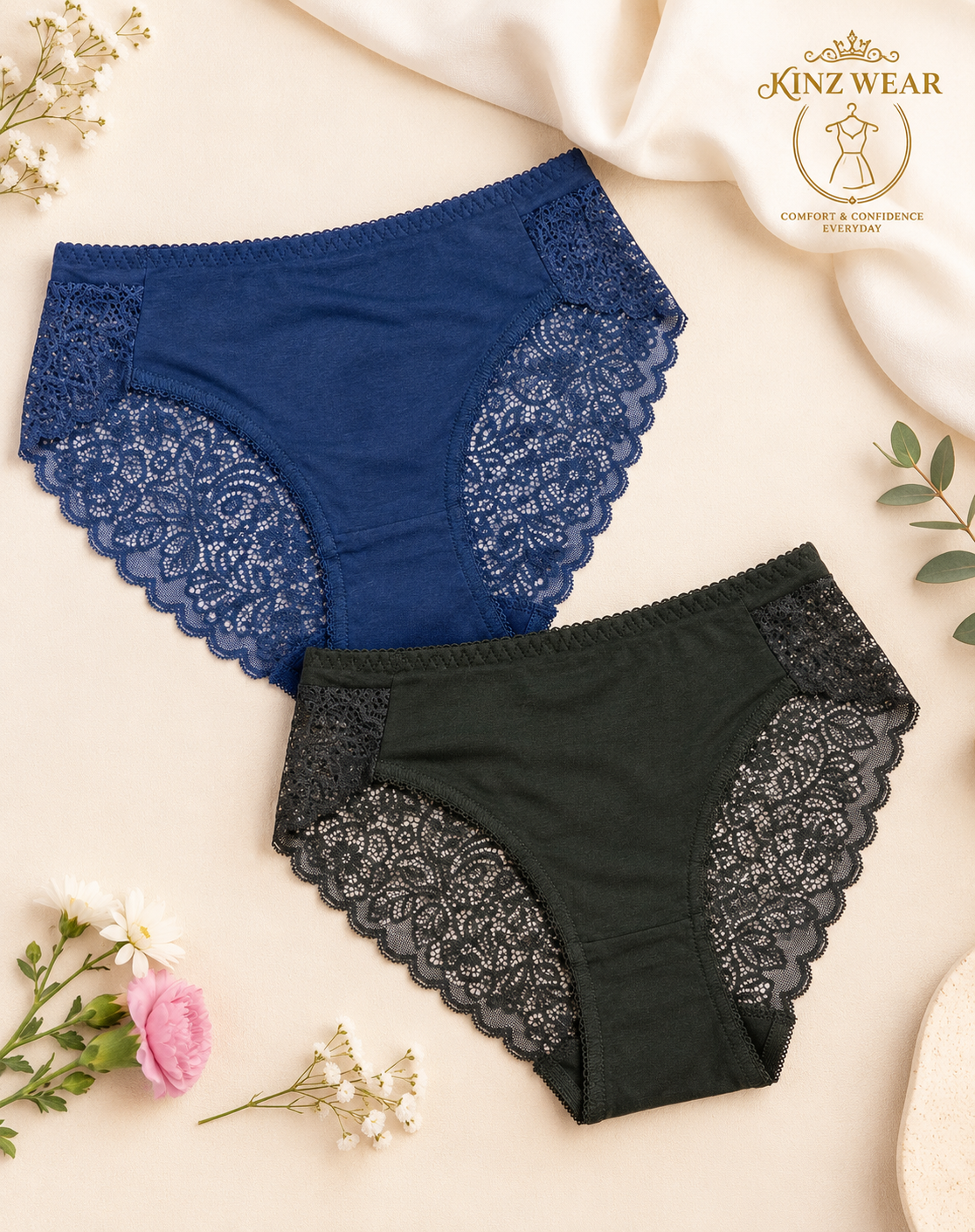 Kinz Wear Premium Lace Brief – Elegant Comfort Panty